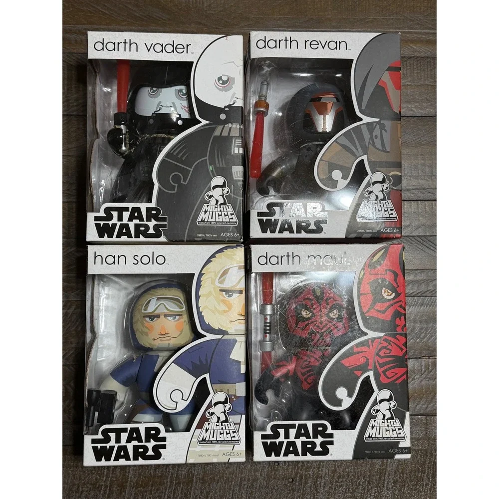 Hasbro Star Wars Mighty Muggs Vader Revan Han Maul Lot 4 Multi NIB 2008 Figures